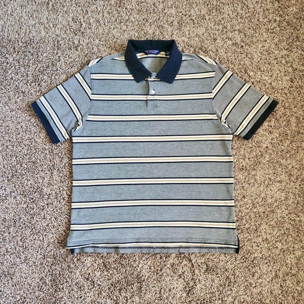 Roundtree & Yorke Golf Polo Striped Shirt Y2K Vintage Preppy Dad Grandpacore